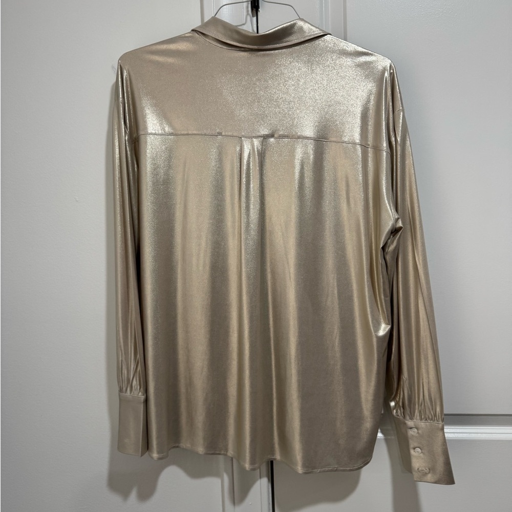 Anthropologie Metallic Champagne Blouse - Picture 2 of 4